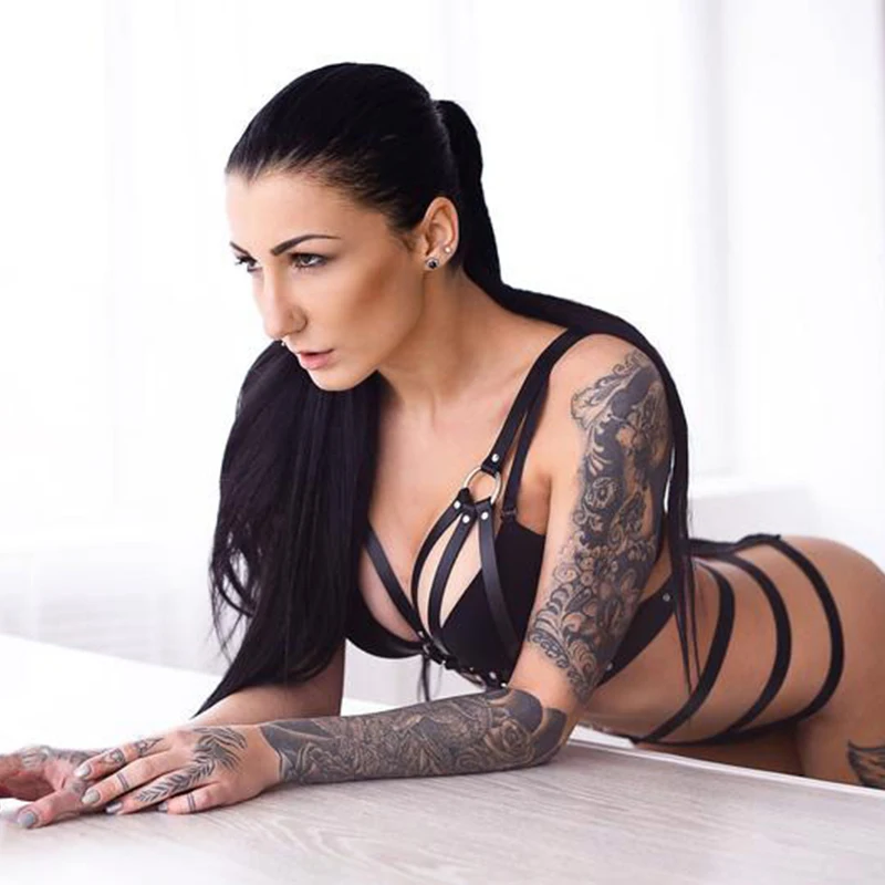 Сексуальное женское БДСМ кожаное бондажное белье Бандаж Бюстгальтер-клетка
