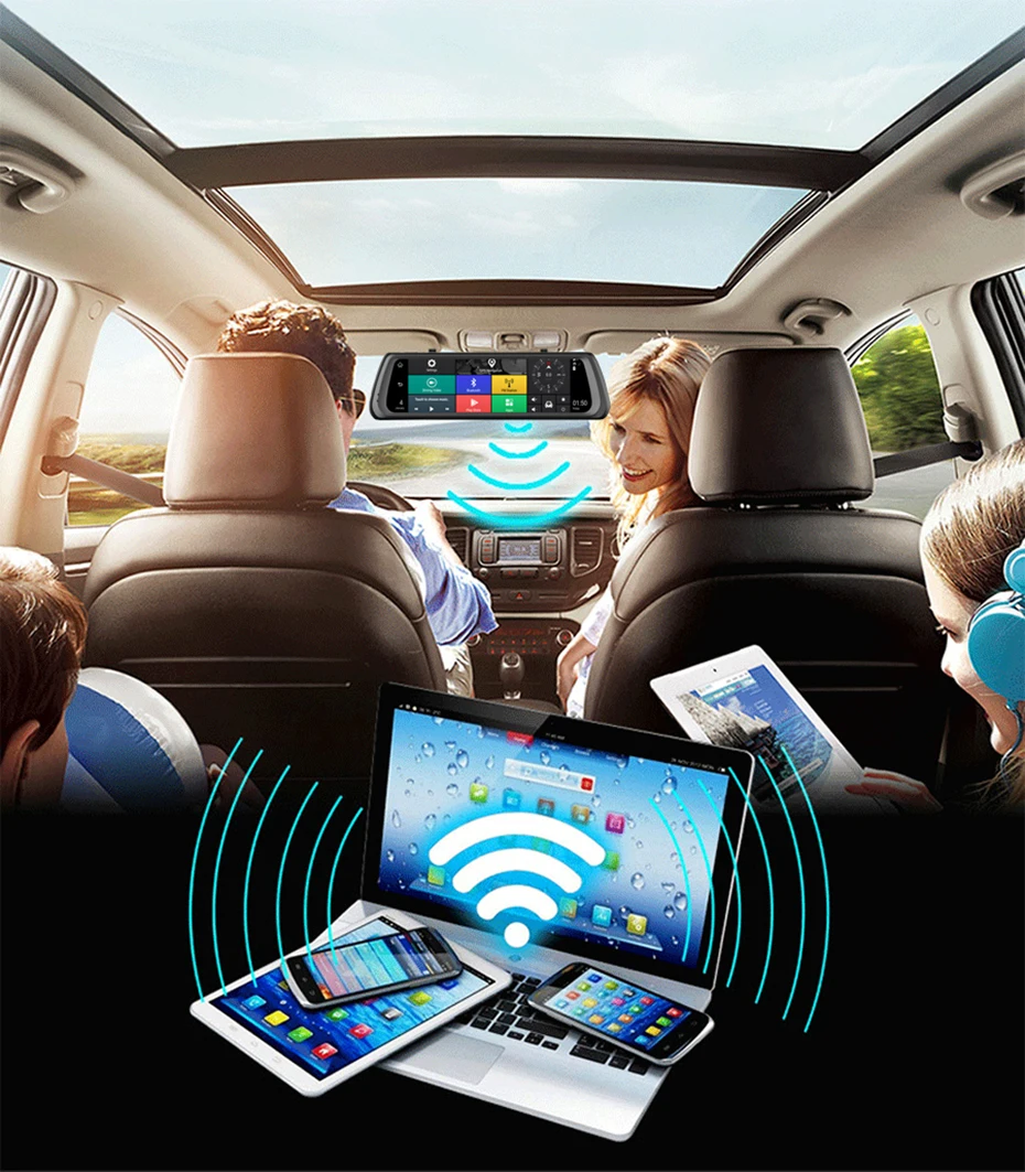 WHEXUNE 4G Автомобильный видеорегистратор Android Touch ADAS Dash Cam Автомобильное зеркало заднего вида 10 дюймов видеорегистратор двойной объектив gps навигатор рекордер WiFi