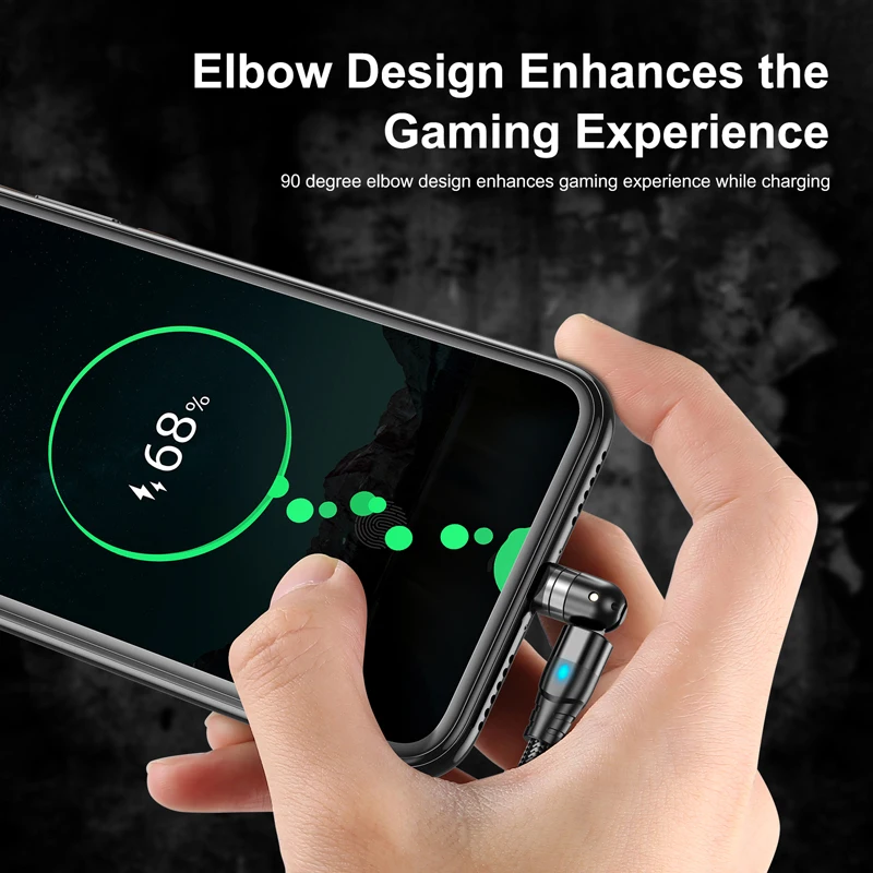 

540 Degree Rotate Magnetic Cable Fast Charging USB Type C Cable Magnet Charger Data Charge Micro USB Cable Mobile Phone Cable