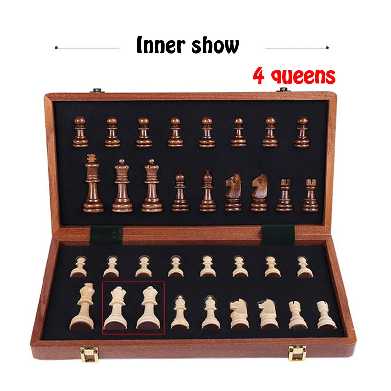 Wooden Chess Set Table Game High Grade 4 Queen King Height 80 mm Pieces 39*39 cm Mahogany Chessboard | Спорт и развлечения