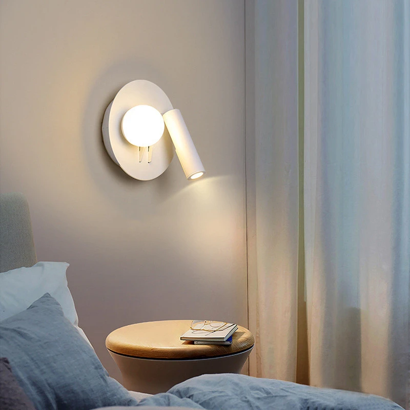 

Rotatable 2 Lights LED Wall Lamp Bedroom Bedside Wall Lamps Living room Corridor Wall Sconce White Body Reading Lamp Home Light