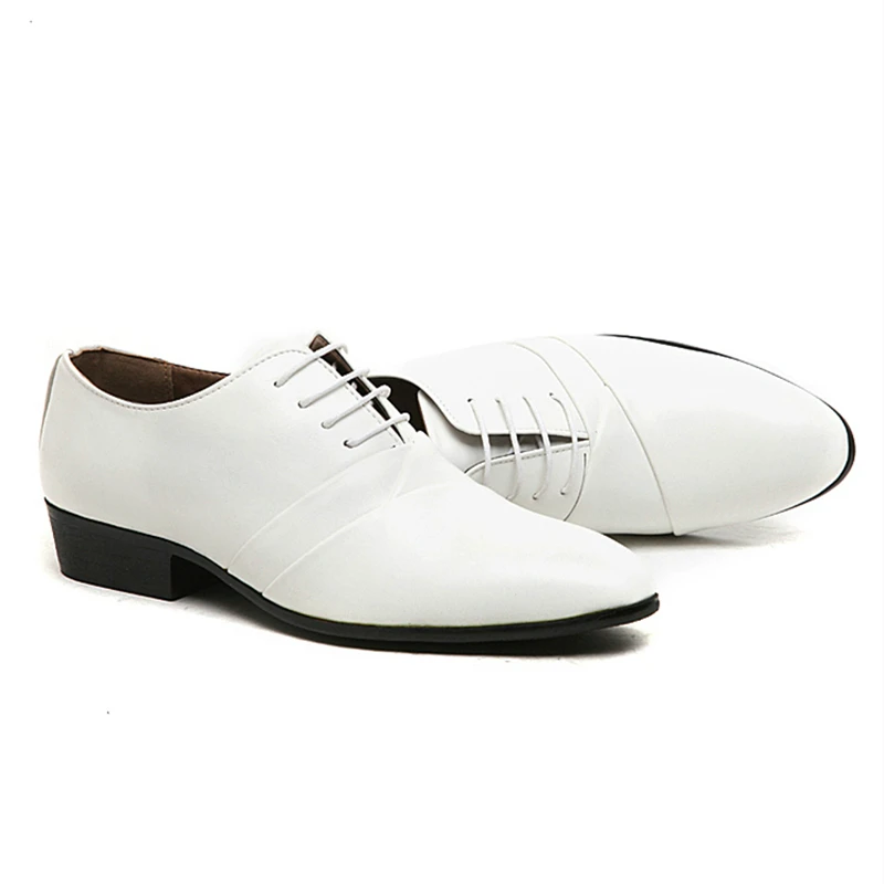 Mazefeng 2018 New Fashion Spring Autumn Men Leather Shoes Dress Lace-up Solid Pointed Toe Male White Flats | Обувь
