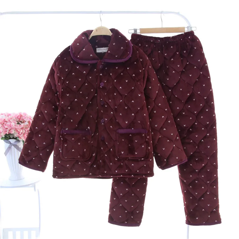 Женская теплая Фланелевая пижама зимний комплект из теплого топа и брюк парки