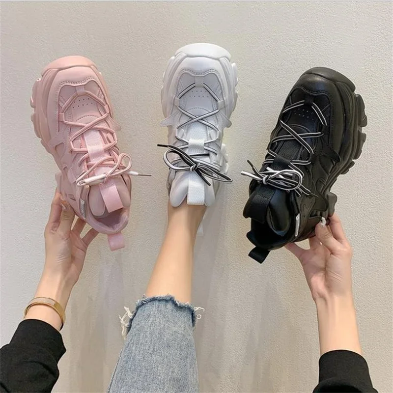

2021 Chunky Sneakers Women Casual Platform Shoes Fashion Height Increasing Ladies Trainers Sport Sneakers Woman Zapatillas Mujer