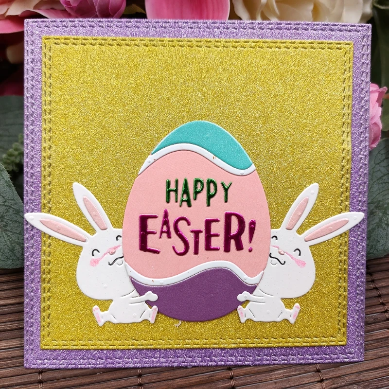

Happy Easter Eggs Bunny Metal Cutting Dies Stencil Scrapbooking DIY Album Stamp Paper Card Embossing Decoration