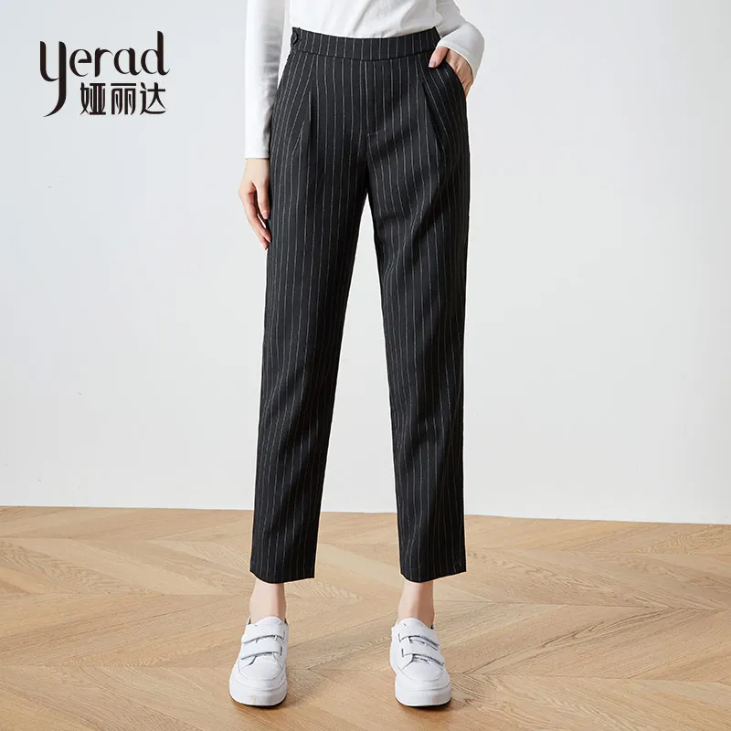 YERAD осенние элегантные женские полосатые шаровары с высокой талией офисные