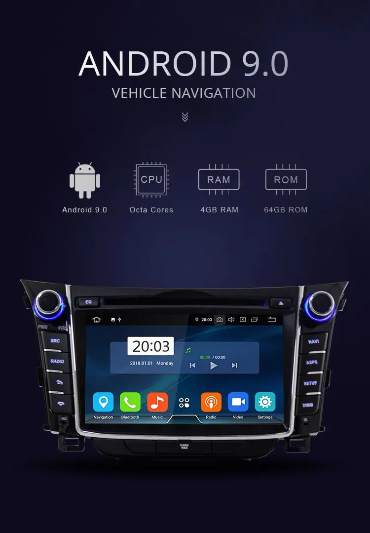 JDASTON Android 9,0 автомобильный dvd-плеер для hyundai I30 Elantra GT 2012- wifi Мультимедиа gps стерео 2 Din Автомобильный магнитофон