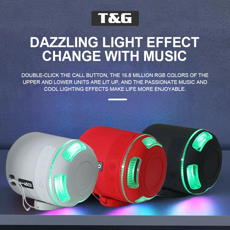 

Портативная Беспроводная колонка TG294, уличный громкий динамик со светодиодсветильник, мини-колонка, стерео, с объемным басом