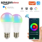 Светодиодная лампа Zigbee Tuya, 10 Вт, E27, RGB, голосовое управление через приложение Alexa, Google Home