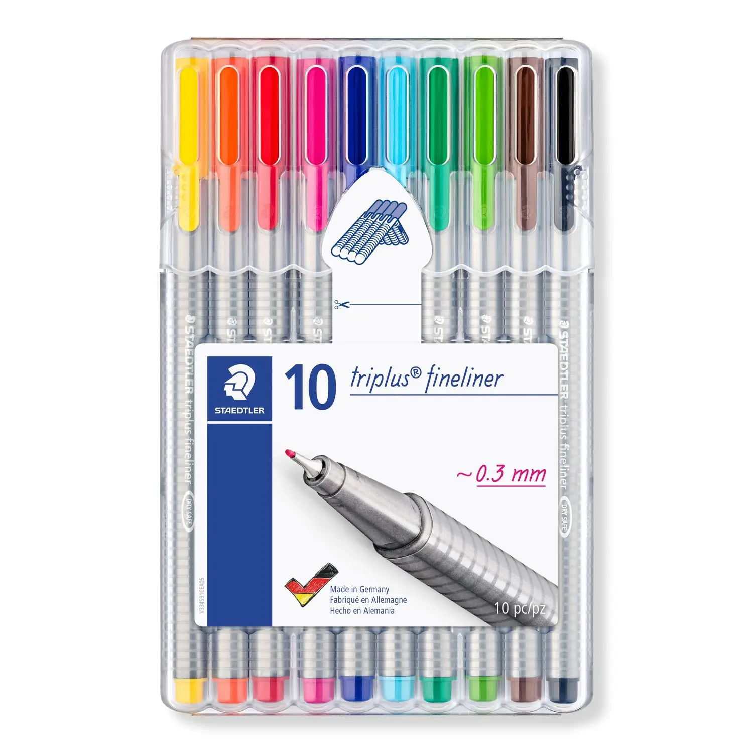 Staedtler Triplus Fineliner 334 SB10 наконечники настольная коробка разные цвета (упаковка из 10)