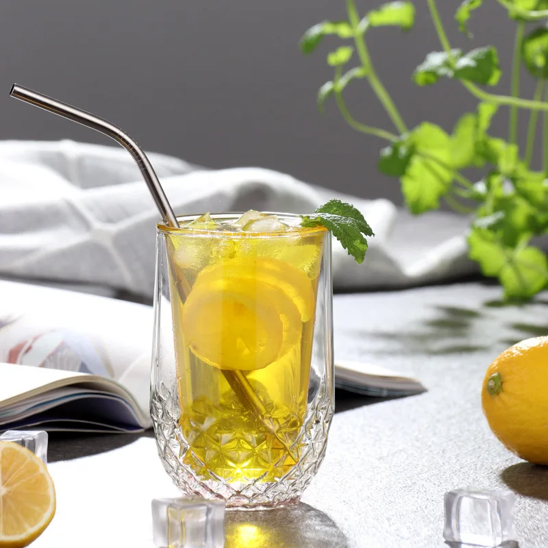 Летняя двойная пивная стеклянная прозрачная алмазная кружка для вечевечерние