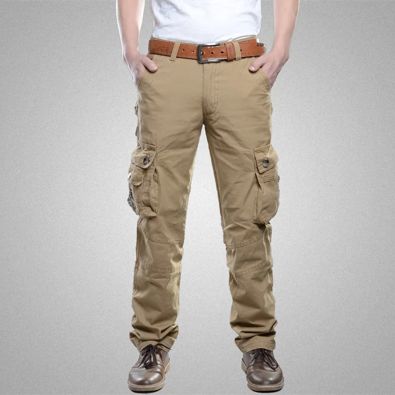 Men's Multi-pocket Casual Pants Outdoor Sports Wear-resistant Straight Loose Large Size Overalls Military Pants Trousers