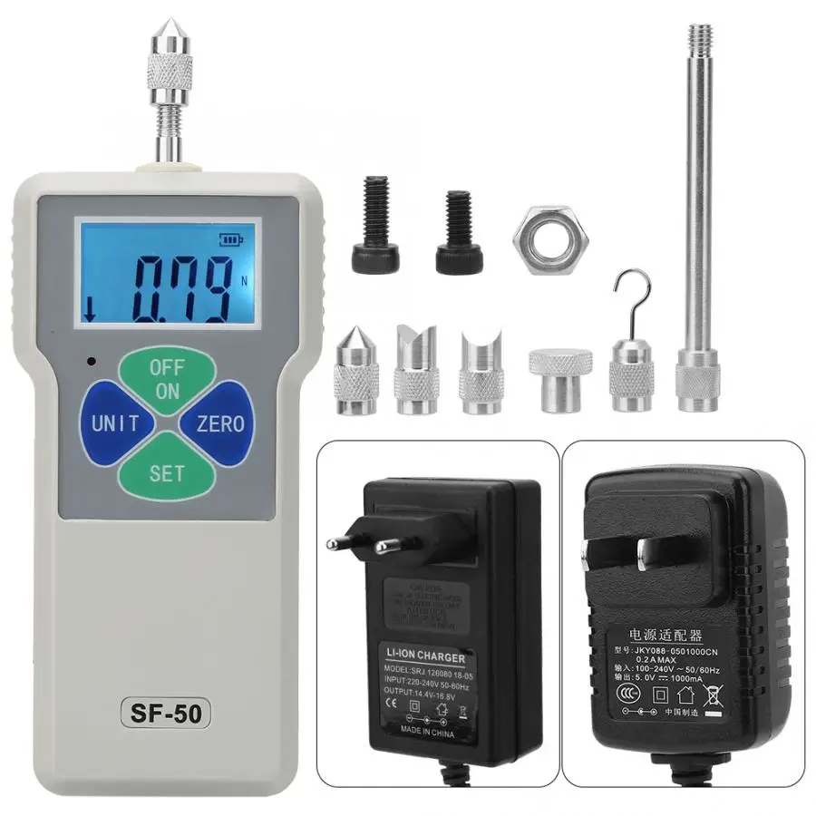 

SF-50 Portable Push and Pull Tester Meter Digital Force Gauge 50N/5kg/11lb 100-240V Reading Data LCD Display