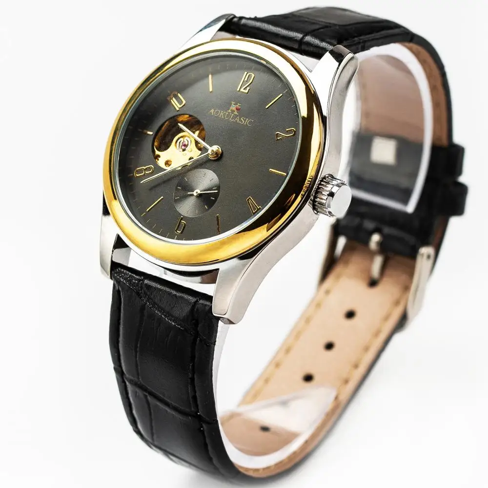AOKULASIC Роскошные брендовые высококачественные кожаные часы спортивные мужские