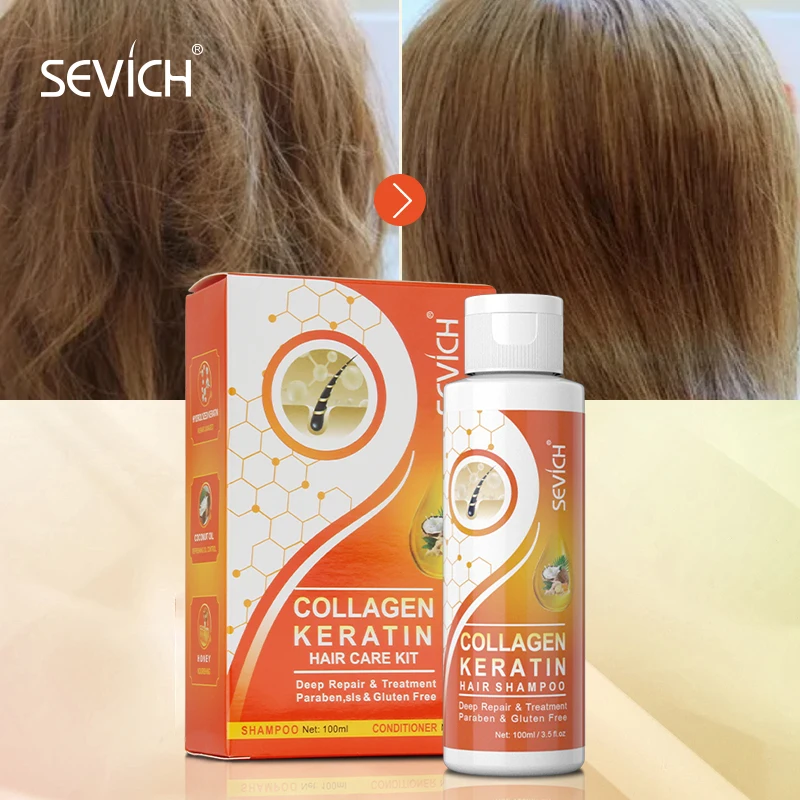 

Sevich 100ml Collagen Keratin Hair Shampoo Moisturizing Smooth Silky Hair Conditioner Repair Dry Damage Hiar & Scalp Treatment