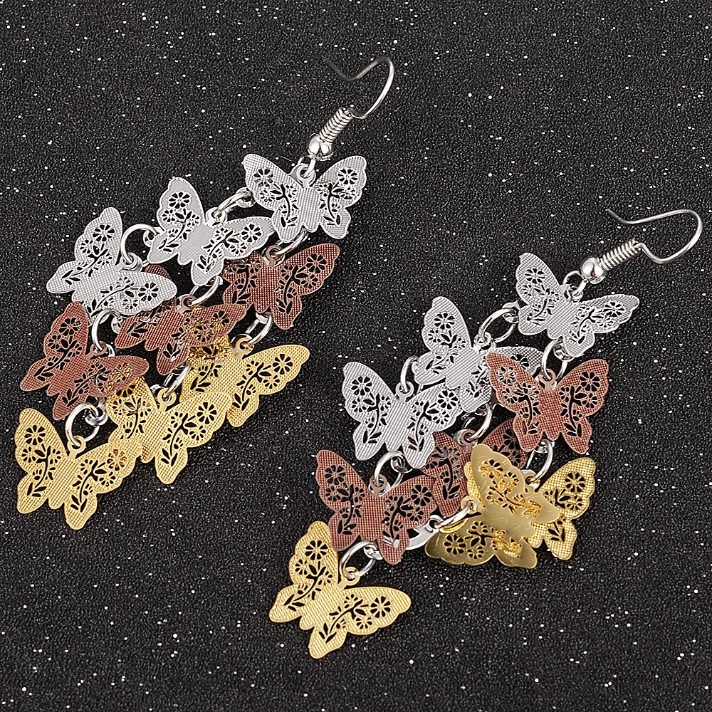 Серьги-подвески в форме бабочки женские уникальные висячие украшения с крючком