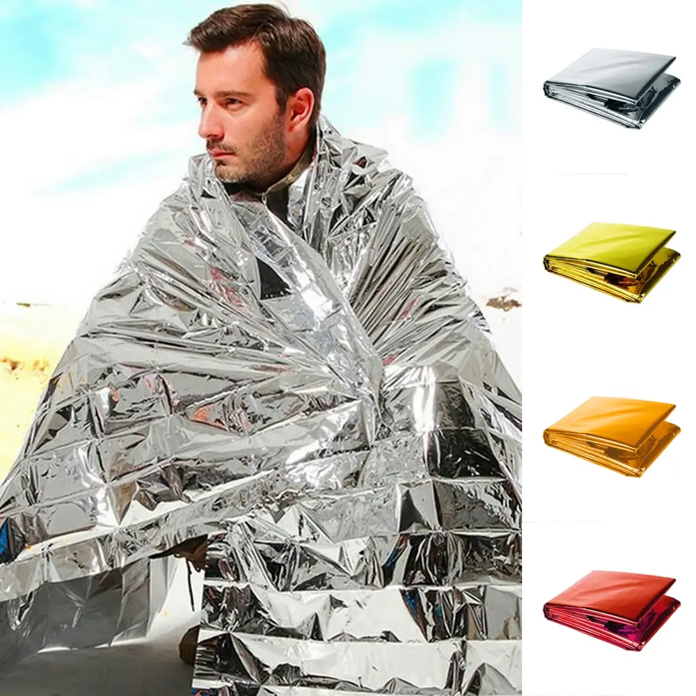 

New Outdoor Water Proof Emergency Survival Rescue Blanket Foil Thermal Space First Aid Sliver Rescue Curtain Military Blanket