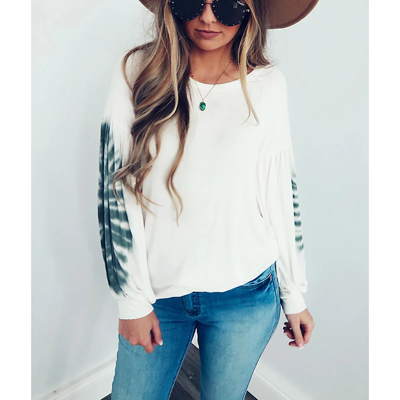 

2020 Autumn Casual Loose O-Neck Spliced Print Long Sleeve Tops Cool Women T-Shirt All-Match Ladies Jumper Pullover SJ4502C