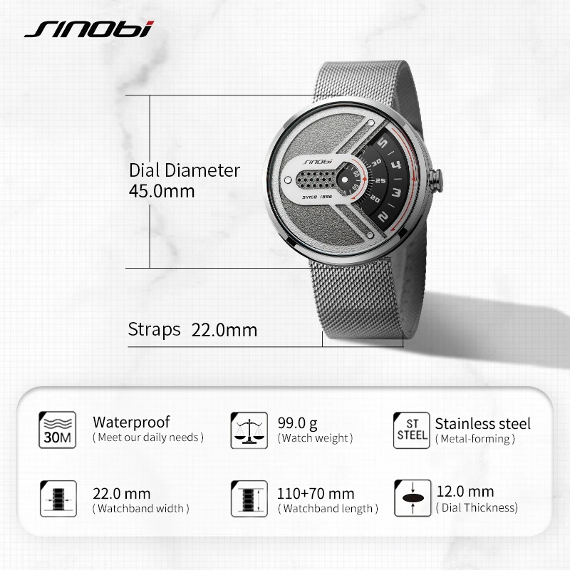 Sinobi Новые мужские часы креативный дисплей времени вдохновленный велосипедными