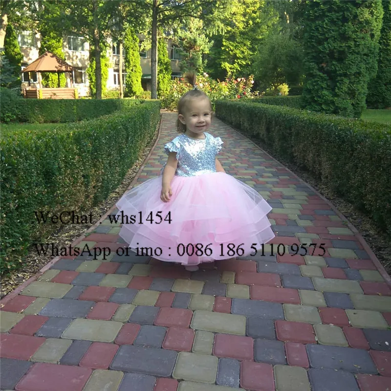 Платье для девочек Mbcullyd с блестками и розовыми цветами 2020 бантом пышные платья