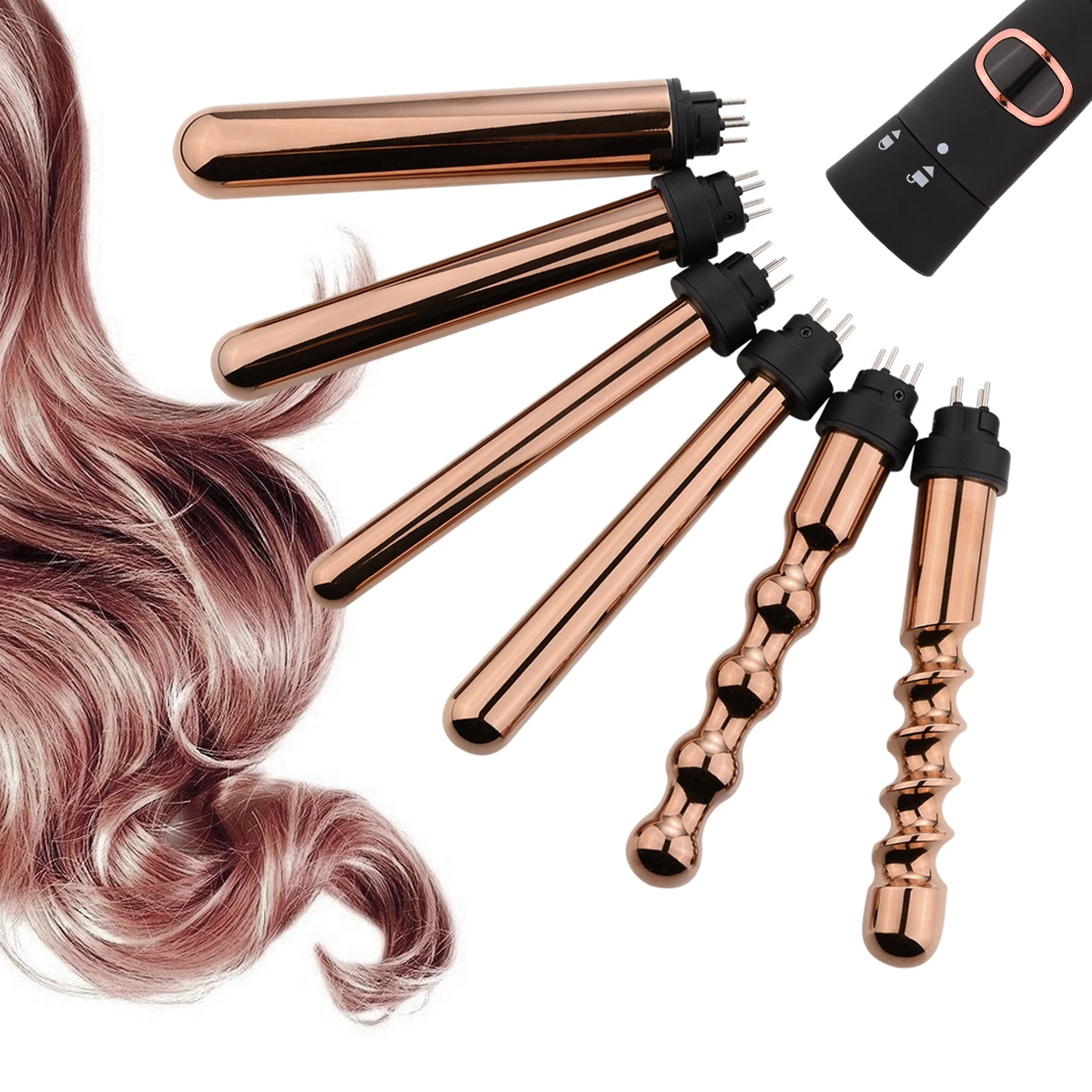 

Hair Curling Iron 5 In 1 Ceramic Hair Curler Wand Interchangeable Lcd Display Corrugated Curls Wave Curling Iron Wand Set