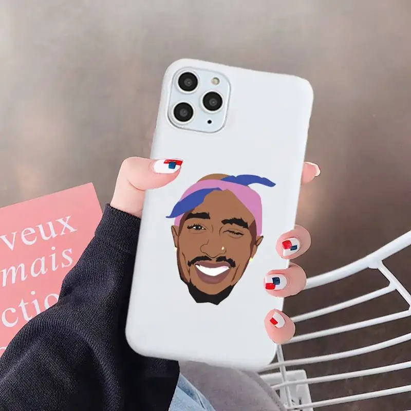 

American Rapper 2pac Phone Case Candy Color for iPhone 6 7 8 11 12 s mini pro X XS XR MAX Plus