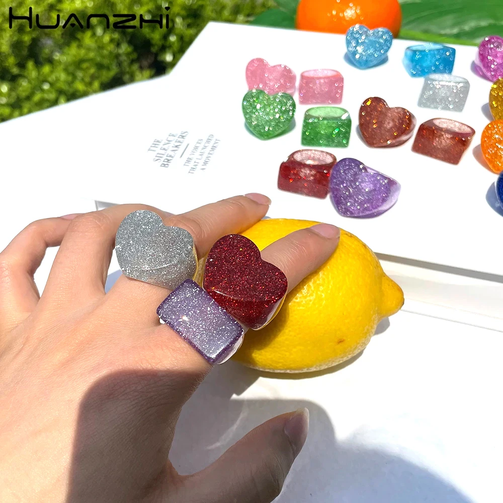 Набор прозрачных акриловых колец HZ 2021 для женщин винтажные модные ювелирные