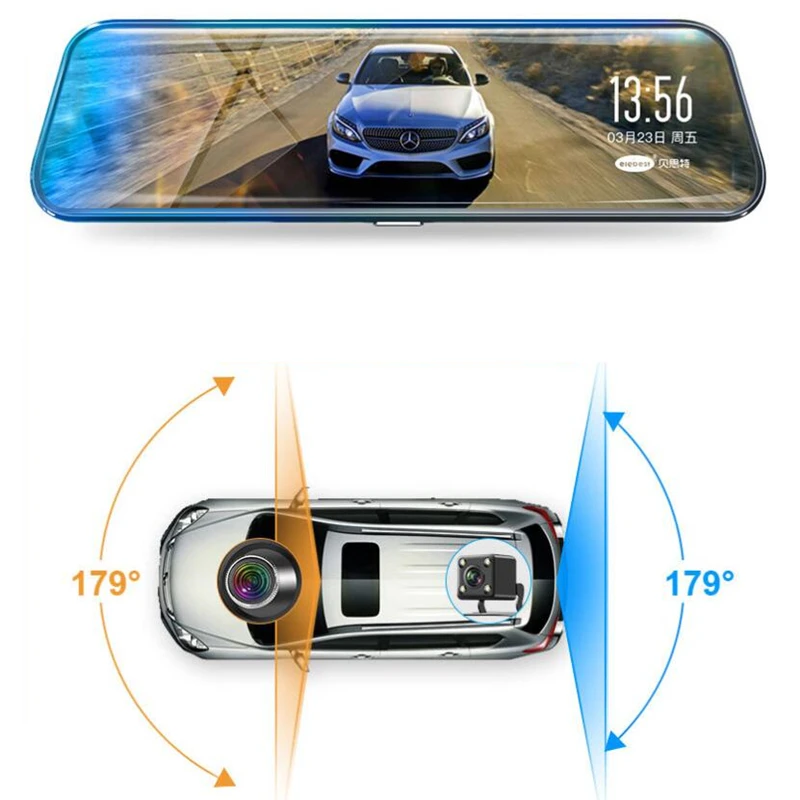 

10-Inch Full-Screen Streaming Media Rearview Mirror HD Matt Night Vision Driving Recorder Dual Lens With Reversing Image
