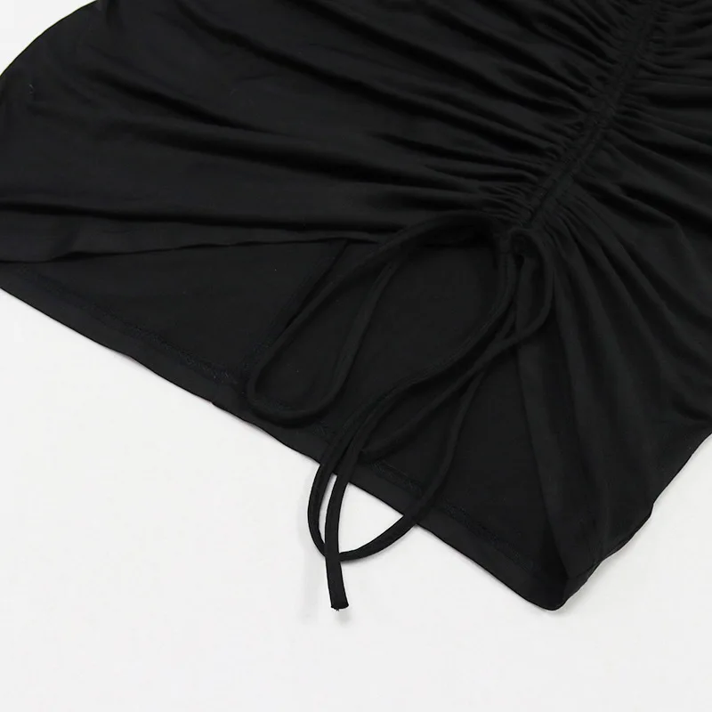 

Sexy Women Dress Bodycon Sleeveless Drawstring Ruched Mini Dresses Clubwear Party Dress Sundress Elegant Vestidos Outfits