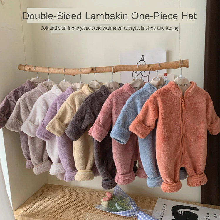 

Baby Winter Clothes Newborn Baby Girls Overall Lamb Wool Baby Romper for Baby Boys Jumpsuit Christmas Costume Infant Clothing