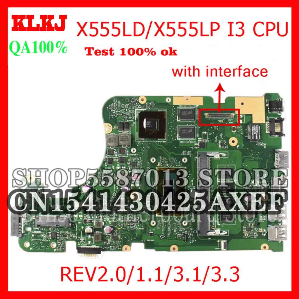 

KLKJ X555LD For ASUS X555LD X555lp Laptop Motherboard X555LD PM I3 Cpu Onboard Motherboard Test