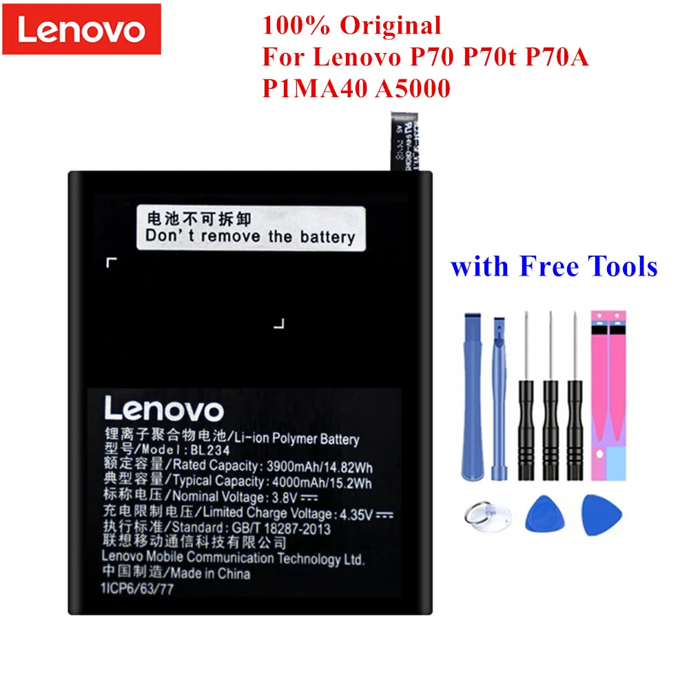 100% Оригинальный аккумулятор BL234 для Lenovo A5000 Vibe P1M P1ma40 P70 P70t P70A литий полимерный с