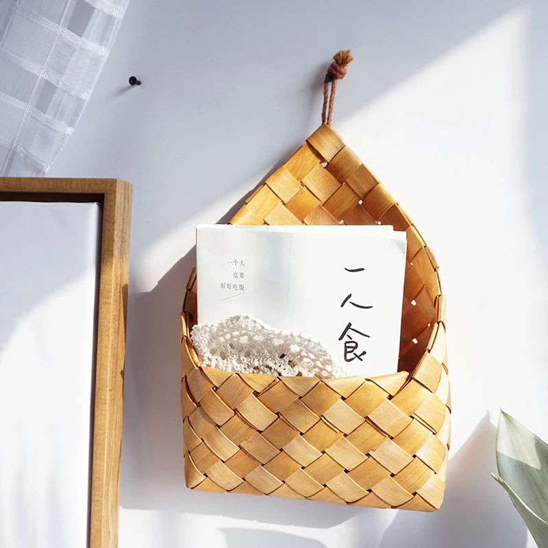 1 шт. плетеная фон с изображением коричневого деревянного Настенный Карман