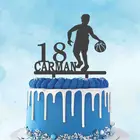 Персонализированный Топпер для баскетбольного торта с именем на заказ, силуэт для игры в баскетбол для детей, украшение для торта на день рождения