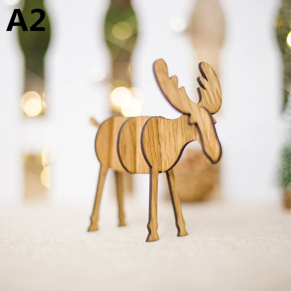 2Pcs/lot Wood DIY Home Decoration Crafts Christmas Party Deer Ornaments Accessories Hands on Brain Tool Decor|Поделки из дерева| |