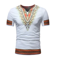 summer mens tshirt plus size african national style printed short sleeved v neck t shirt man casual top clothing