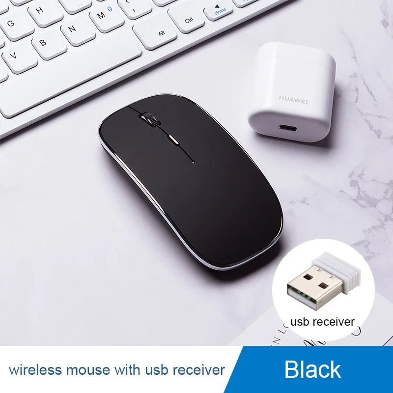 Беспроводная мышь для Macbook air 13/pro 13 Bluetooth мышь для huawei Xiaomi ноутбук перезаряжаемая ПК Бесшумная игровая мышь sem fio мыши - Цвет: Wireless black