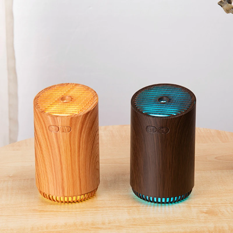 

320ML Wood Grain Air Humidifier Cool Mist Maker Ultrasonic Purifier Essential Oil Sprayer with Colorful Night Lights for Bedroom