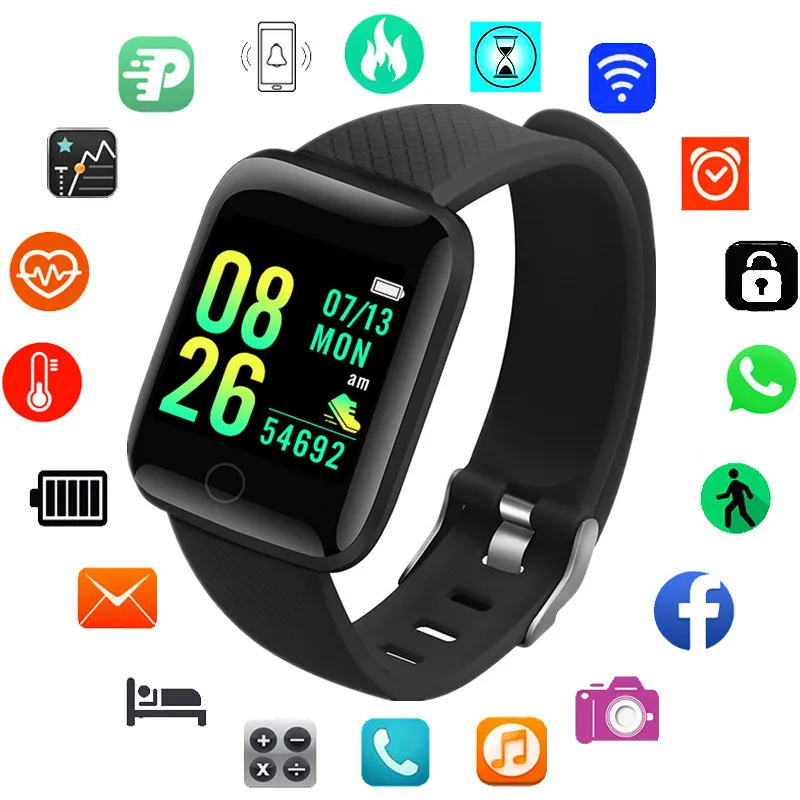 

116Plus Smart Watch Sports Bluetooth Men Women Kids Smart Bracelet Fitness Pedometer Heart Rate Blood Pressure For Android IOS