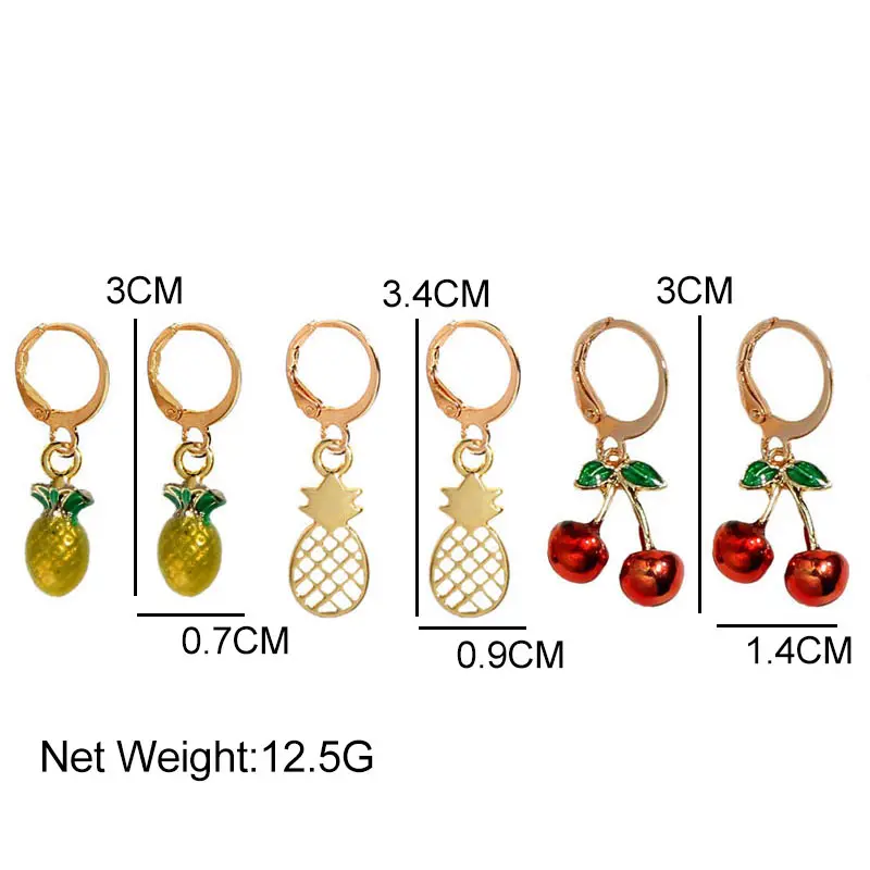 Женские серьги в форме ананаса JUST FEEL набор сережек красных вишен 3 пар/опт