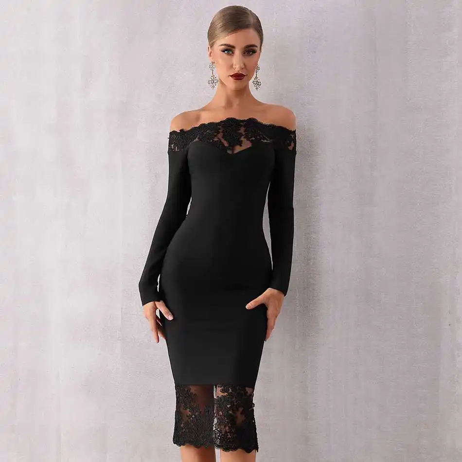 Seamyla, новинка, женское Бандажное платье, Vestidos, с вырезом лодочкой, кружевное, для знаменитостей, вечерние, сексуальное, винно-красное, черное, облегающее, Клубное платье