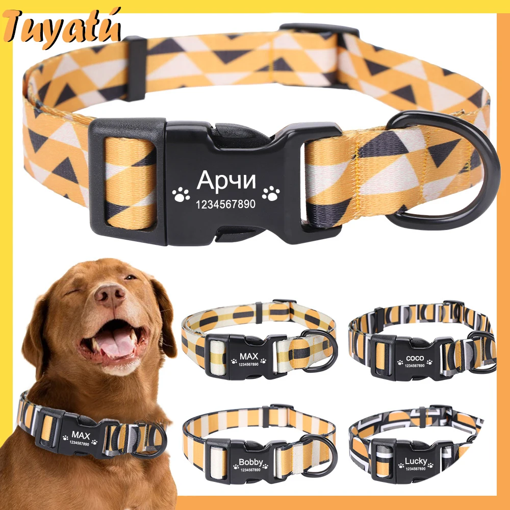 

Personalized Dog Collar Luxury Designer Nylon Dog Collar for Big Dogs Engrave Name Id Tag Dogs Accessories For Large Small Dogs