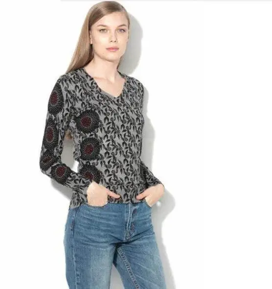 

Международная торговля испанская Desigual Женская одежда Тонкий Трикотажный свитер с принтом дышащая летняя облегающая женская блузка