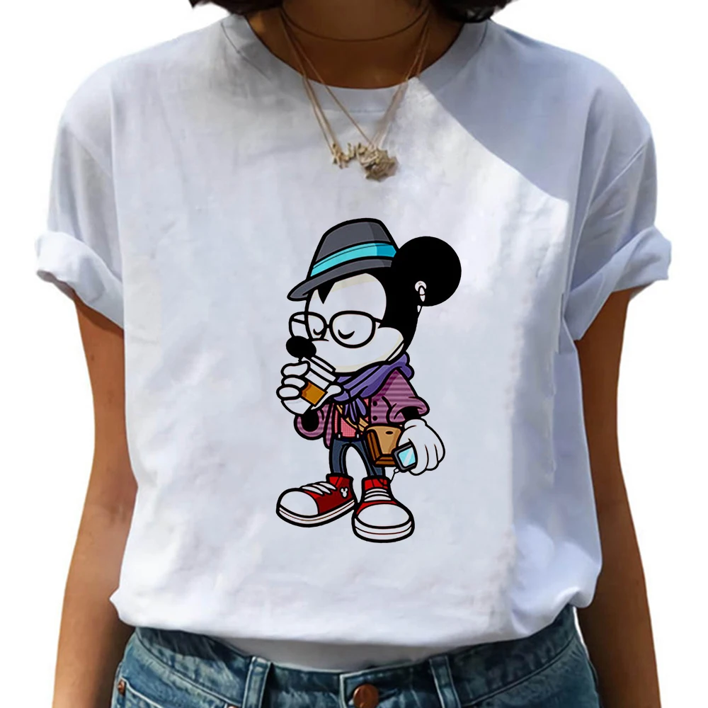 

Disney Cowgirl Style T-shirt Mickey Mouse Vintage Harajuku Gothic Victorian Punk Streetwear Hip Hop Casual Cute T shirts Girls