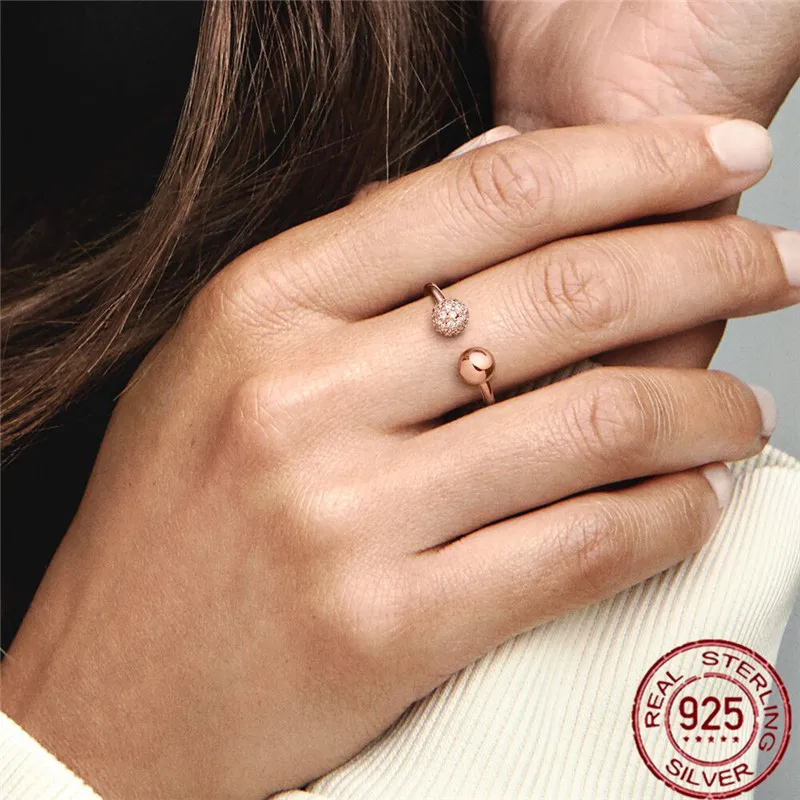 

925 sterling silver ring Shiny & Pav Open Ring Classic style jewelry Zircon Moissanite Wedding Party Anniversary Ring For Women
