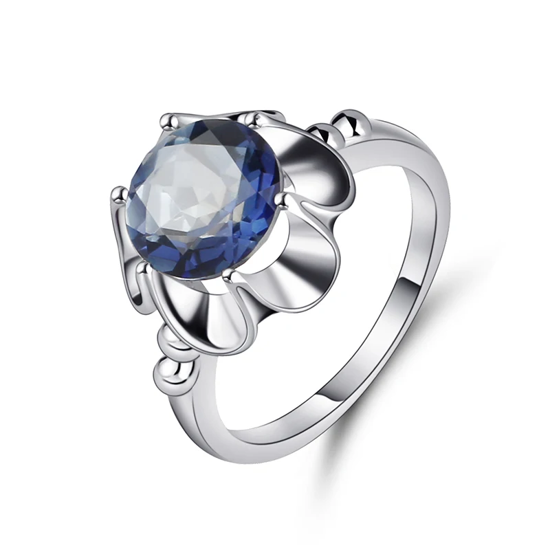 Драгоценный камень балет 2.74Ct натуральный Iolite синий мистик кварц цветок кольцо