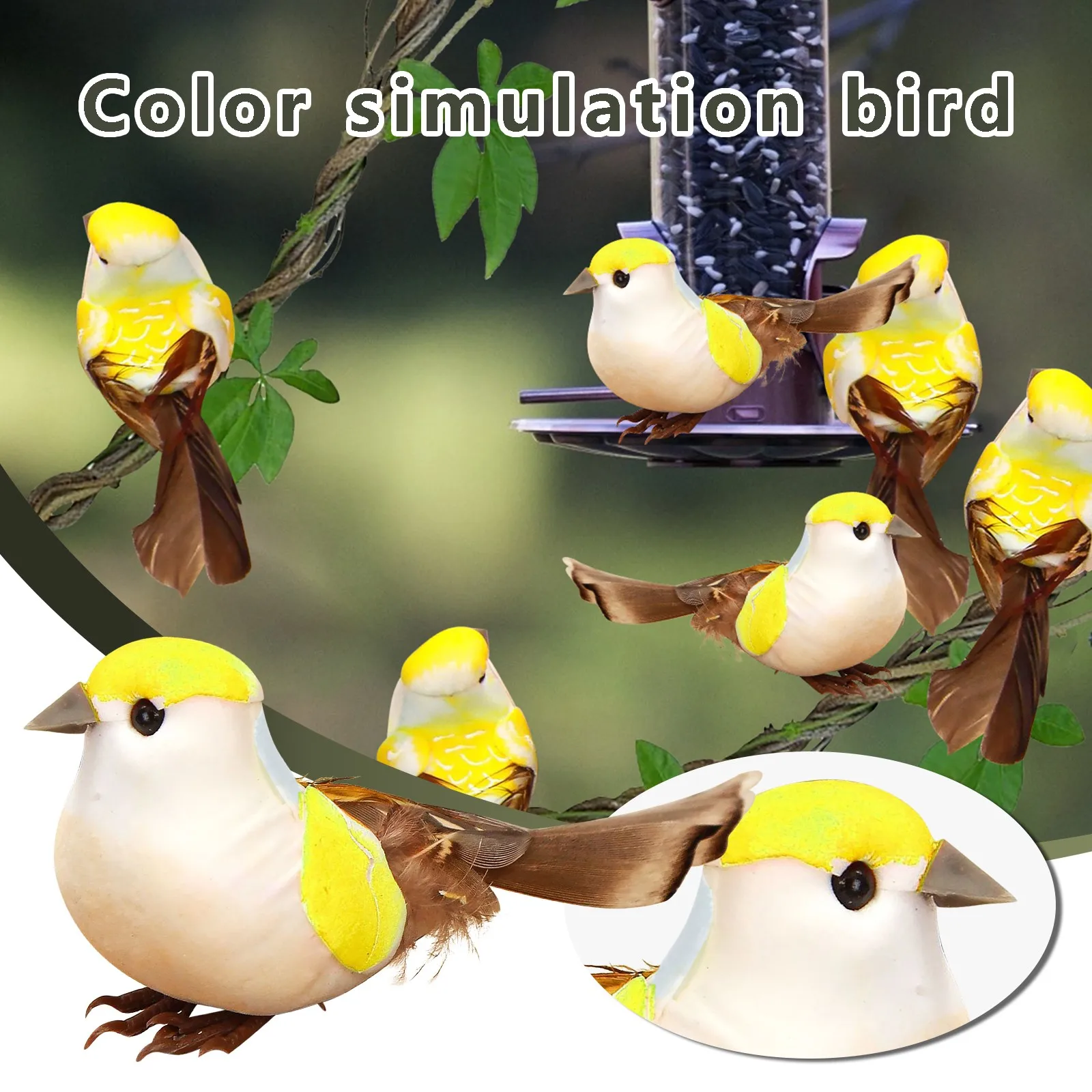 Украшения для сада на открытом воздухе 6 шт. перо птица искусственный пены мини