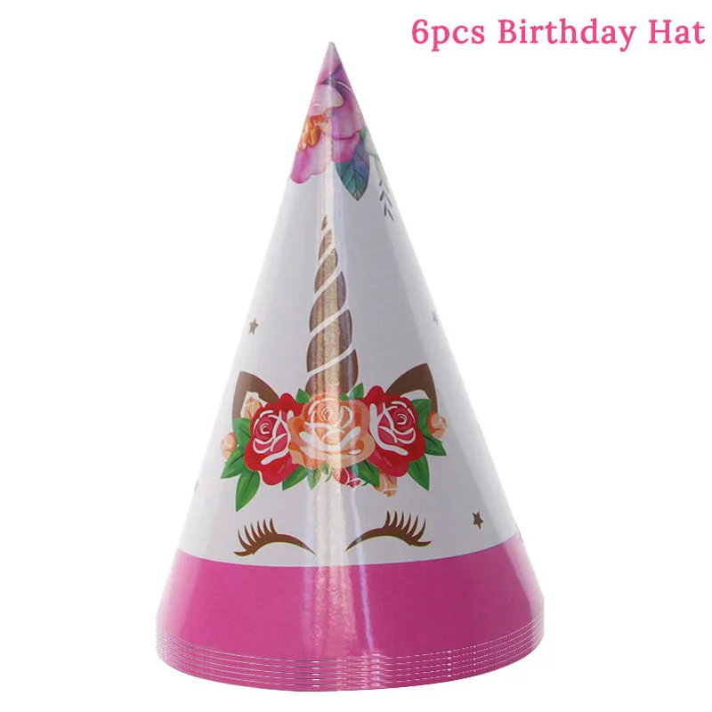 6pcs hat День рождения карты с конвертом Единорог тема пригласительные карты детский душ принадлежности вечерние сувениры свадебные пригласительные открытки - Цвет: 6pcs hat