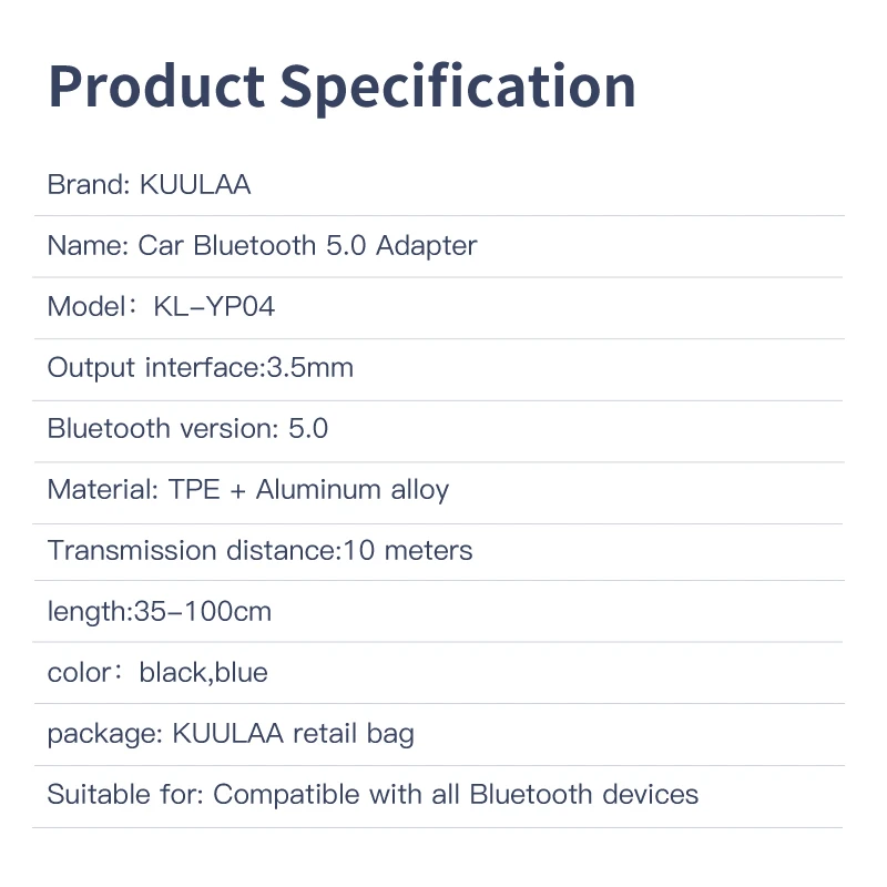 Новый приемник KUULAA Bluetooth 5 0 для беспроводного USB-адаптера 3 мм разъем Aux аудио