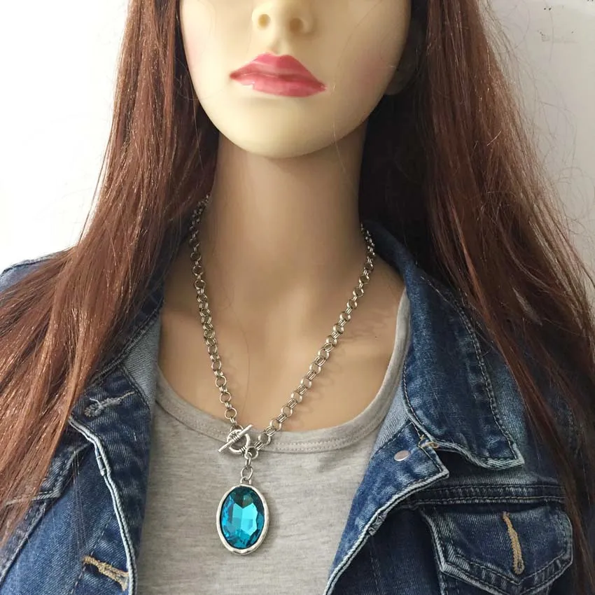 Женское Ожерелье с большим кристаллом Anslow украшение в стиле панк-рок подарок